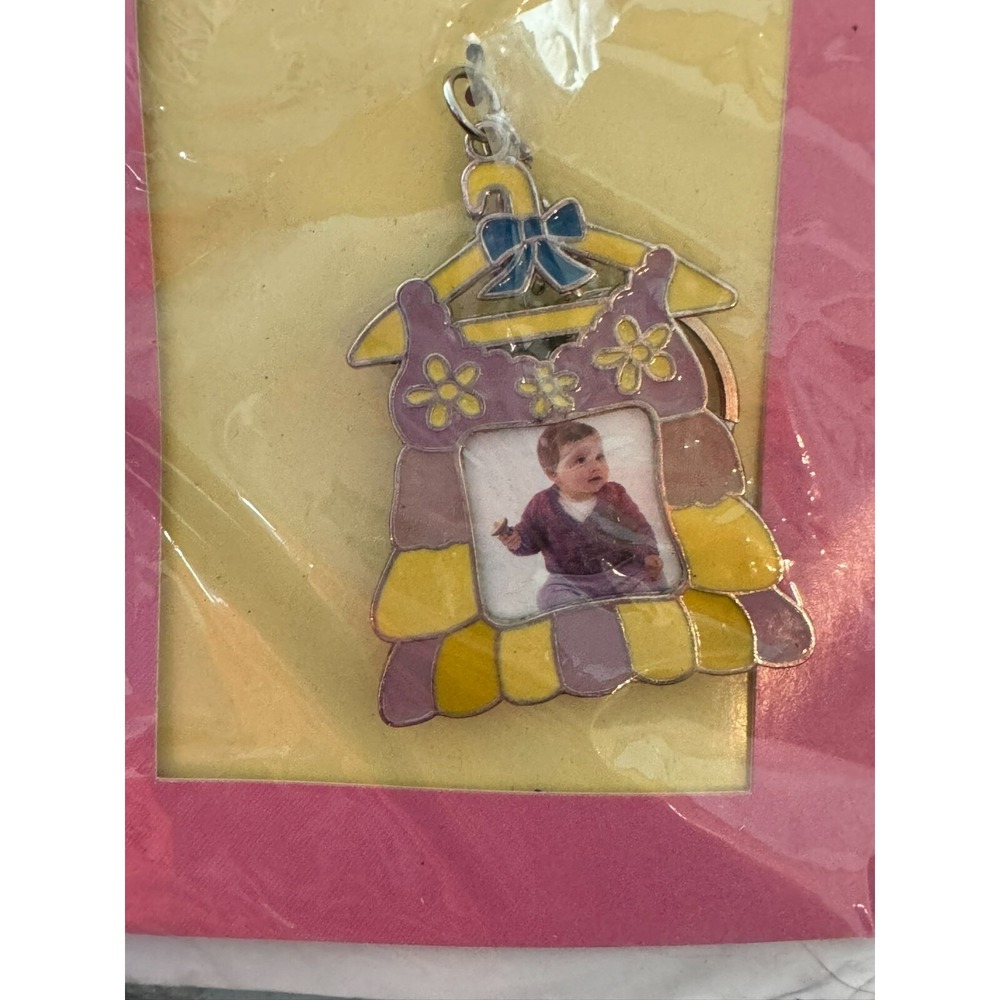 Purple & Yellow Picture Frame Keychain Key Ring - Picture 2 of 4